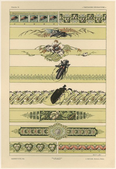 Kovakuoriaiset, levy 14 Fantaisies dekoratiivista, kaiverrus Gillot, julkaisija Jules Rouam, Librairie de l