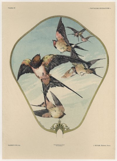 Tuuletin, levy 30 julkaisusta "Fantaisies decorations", kaiverrus Gillot, julkaisija Jules Rouam, Librairie de l