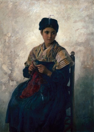 Talonpoikatyttöjen neulonta tekijältä Jules Breton