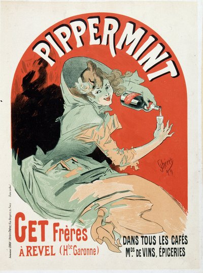 Pippermint Get Freres -mainosjuliste - kirjoittanut Jules Cheret tekijältä Jules Cheret