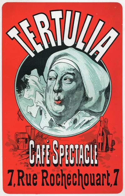 Taide. Viihde. Tertulia, esitys Cafe Spectaclessa, Pariisissa. Jules Cheretin juliste, n. 1870 (juliste) tekijältä Jules Cheret