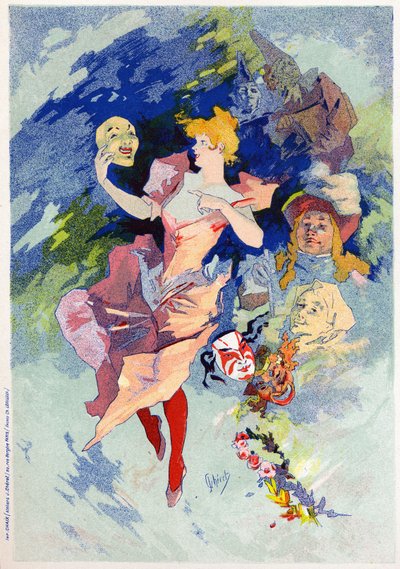 Komedia-allegoria, 1800-luvun loppu (kuva) tekijältä Jules Cheret