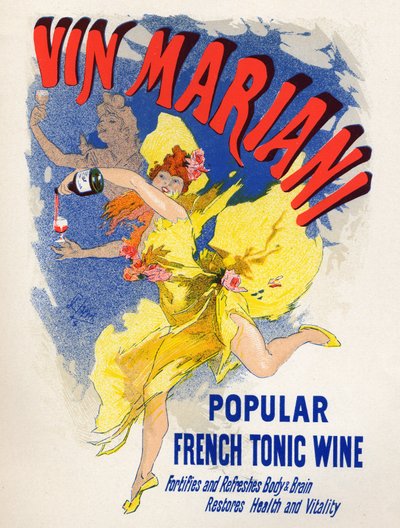 Ruoka ja juomat. Mariani French Tonic Wine (ensimmäinen cocawine). Jules Cheret