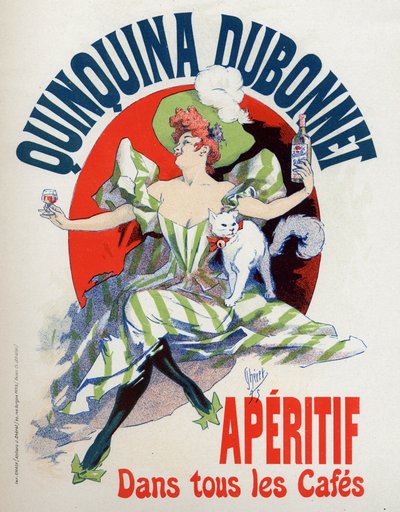 Ruoka ja juomat. Quinquina Dubonnet -aperitiivi. Jules Cheret