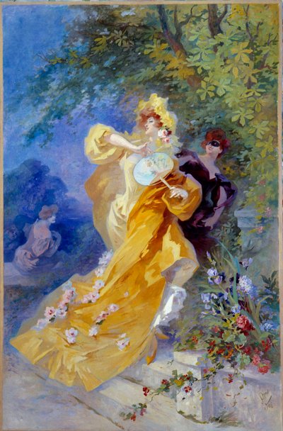 Jules Cheretin (1836-1932) keltainen dominomaalaus, 1900-luku Nizza, Musee Cheret tekijältä Jules Cheret