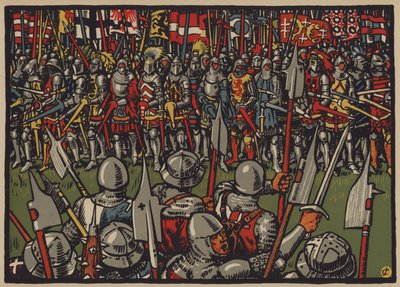 Sveitsin voitto itävaltalaisista Sempachin taistelussa, 9. heinäkuuta 1386 (väri litho) tekijältä Jules Courvoisier