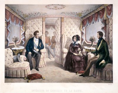 Kuningas Ludvig Philippe, kuningatar Victoria ja prinssi Albert kuninkaallisissa vaunuissa, 1846. tekijältä Jules David