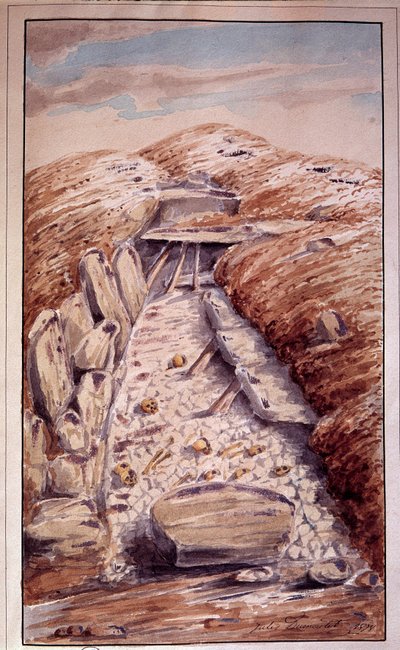 Esihistoria: Dolmen of Etang-la-Ville (Yvelines), Jules Dumoutetin akvarelli (1815-1880) tekijältä Jules Dumoutet