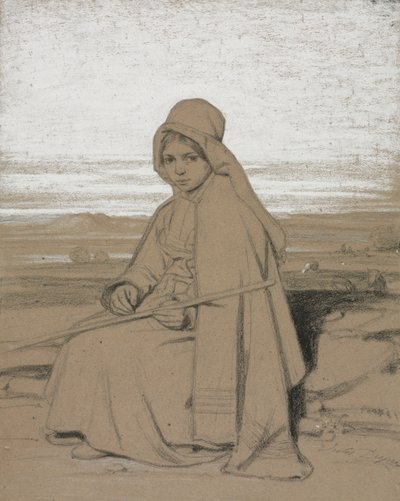 Istuva paimentar, 1800-luku. tekijältä Jules Dupré