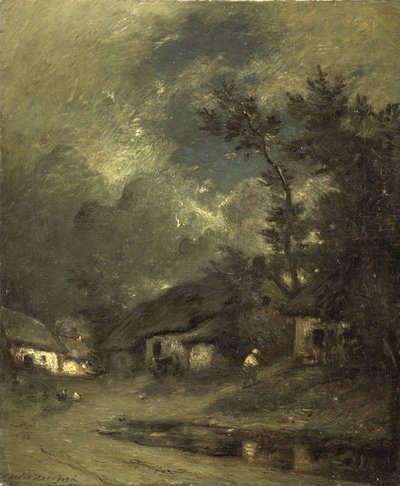 Kylä yöllä tekijältä Jules Dupré