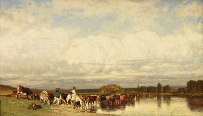 Lehmät ylittävät Fordin, 1836. tekijältä Jules Dupré