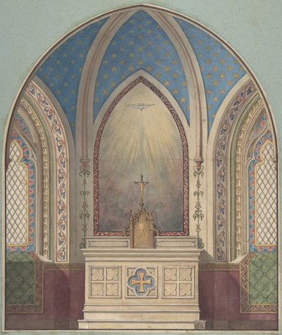 Suunnittelu alttarille, Saint Clotilde, 1800-luvun toinen puoli. Tekijät: Jules-Edmond-Charles Lachaise, Eugène-Pierre Gourdet. tekijältä Jules Edmond Charles Lachaise and Eugène Pierre Gourdet