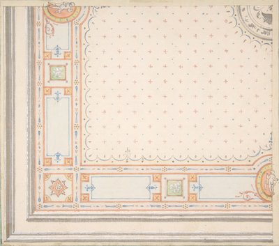 Suunnittelu kattosuoraan, mitoitukset suunnittelukoodilla verso, 1800-luvun toinen puoli. Tekijät: Jules-Edmond-Charles Lachaise, Eugène-Pierre Gourdet. tekijältä Jules Edmond Charles Lachaise and Eugène Pierre Gourdet
