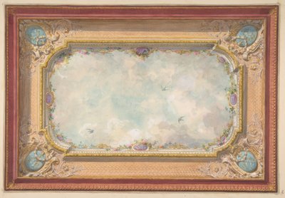 Suunnittelu kattoon, jossa on trompe loeil sky tekijältä Jules Edmond Charles Lachaise