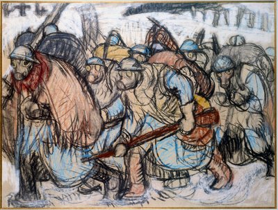 Ensimmäinen maailmansota: "" Sotilaat, joilla on kaasunaamari"". Zingg, Jules Emile (1882-1942) tekijältä Jules Emile Zingg
