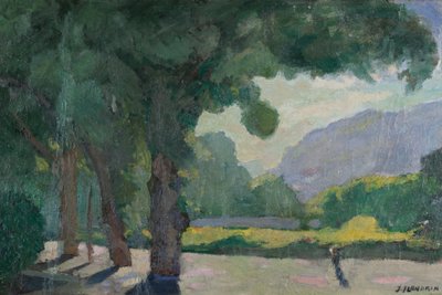 Grenoble, näkymä otettu Île Verte 1922 Öljy pahville tekijältä Jules Flandrin