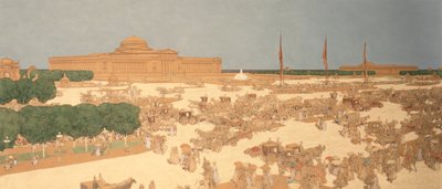 Ehdotettu aukio Michigan Avenuella, Grant Parkissa sijaitsevan Field Museum of Natural History -museon länteen, katsoen itään Jackson Boulevardin kulmasta tekijältä Jules Guerin