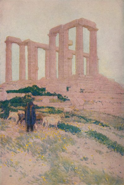 Poseidonin ja Athenen temppeli Suniumissa, 1913 tekijältä Jules Guerin