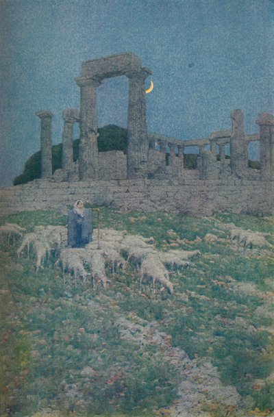 Poseidonin ja Athenen temppeli eli Aigina, 1913 tekijältä Jules Guerin