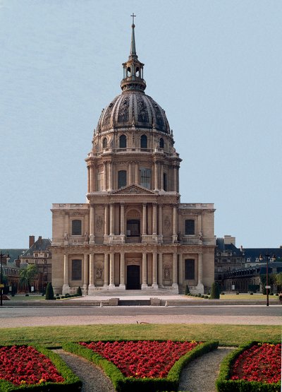 Jules Hardouin Mansartin (1646-1708) liberaali Bruandin hankkeesta toteuttama etelänäkymä Hotel des Invalidesin kupolista. 1679–1708 Pariisi – Hotel des Invalidesin kupoli, jonka vuosina 1679–1708 rakensi Hardouin Jules Mansart (1646–1708). Pariisi, Ranska tekijältä Jules Hardouin Mansart