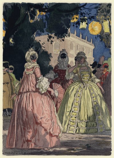 Kuvitus Casanovan muistelmiin (värilitografia) tekijältä Jules Marie Auguste Leroux