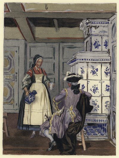Kuvitus Casanovan muistelmiin (värilitografia) tekijältä Jules Marie Auguste Leroux