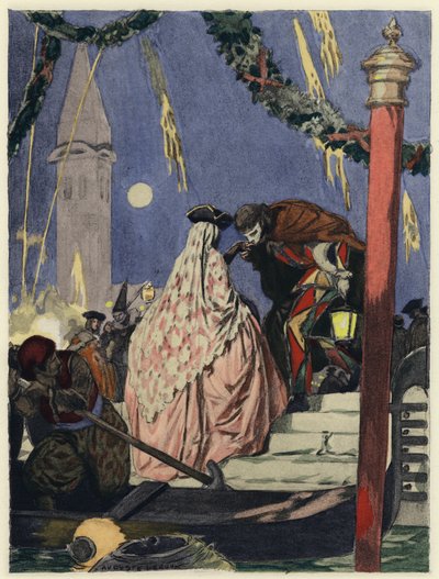 Kuvitus Casanovan muistelmiin (värilitografia) tekijältä Jules Marie Auguste Leroux