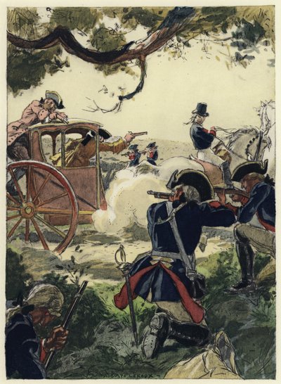 Kuvitus Casanovan muistelmiin (värilitografia) tekijältä Jules Marie Auguste Leroux