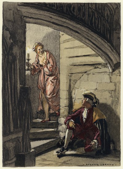 Kuvitus Casanovan muistelmiin (värilitografia) tekijältä Jules Marie Auguste Leroux