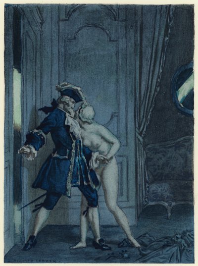 Kuvitus Casanovan muistelmiin (värilitografia) tekijältä Jules Marie Auguste Leroux