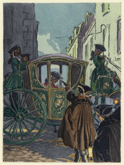 Kuvitus Casanovan muistelmiin (värilitografia) tekijältä Jules Marie Auguste Leroux
