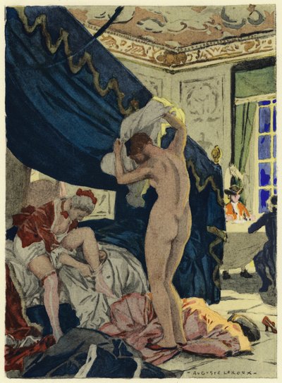 Kuvitus Casanovan muistelmiin (värilitografia) tekijältä Jules Marie Auguste Leroux