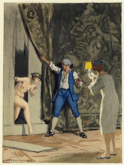Kuvitus Casanovan muistelmiin (värilitografia) tekijältä Jules Marie Auguste Leroux