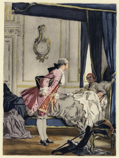 Kuvitus Casanovan muistelmiin (värilitografia) tekijältä Jules Marie Auguste Leroux