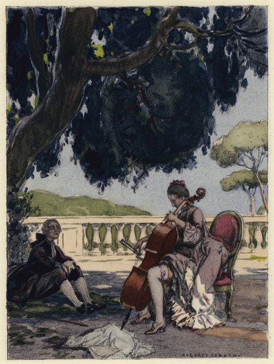 Kuvitus Casanovan muistelmiin (värilitografia) tekijältä Jules Marie Auguste Leroux