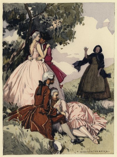 Kuvitus Casanovan muistelmiin (värilitografia) tekijältä Jules Marie Auguste Leroux