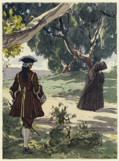 Kuvitus Casanovan muistelmiin (värilitografia) tekijältä Jules Marie Auguste Leroux