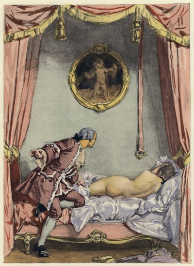 Kuvitus Casanovan muistelmiin (värilitografia) tekijältä Jules Marie Auguste Leroux
