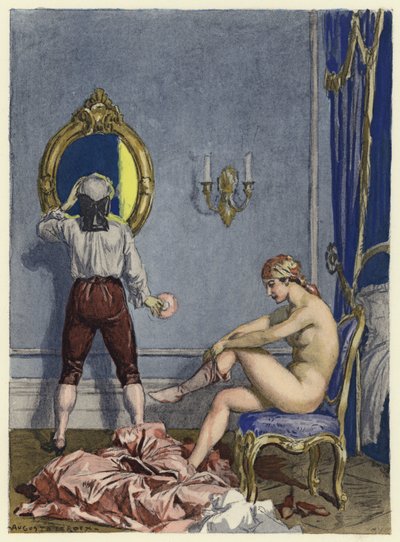 Kuvitus Casanovan muistelmiin (värilitografia) tekijältä Jules Marie Auguste Leroux