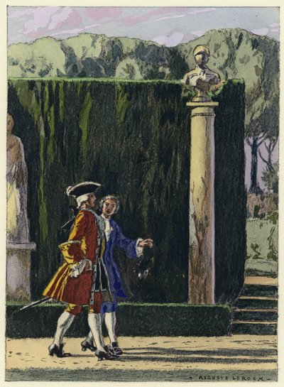Kuvitus Casanovan muistelmiin (värilitografia) tekijältä Jules Marie Auguste Leroux