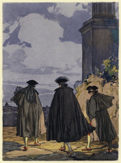 Kuvitus Casanovan muistelmiin (värilitografia) tekijältä Jules Marie Auguste Leroux
