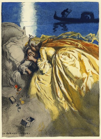 Kuvitus Casanovan muistelmiin (värilitografia) tekijältä Jules Marie Auguste Leroux