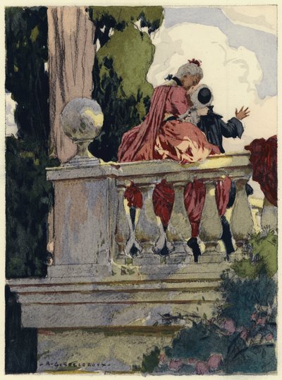 Kuvitus Casanovan muistelmiin (värilitografia) tekijältä Jules Marie Auguste Leroux