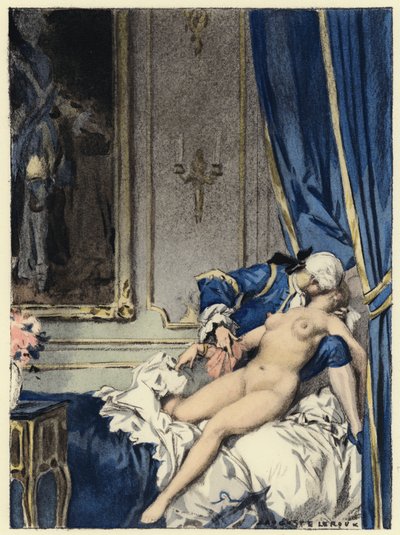 Kuvitus Casanovan muistelmiin (värilitografia) tekijältä Jules Marie Auguste Leroux