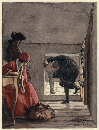Kuvitus Casanovan muistelmiin (värilitografia) tekijältä Jules Marie Auguste Leroux