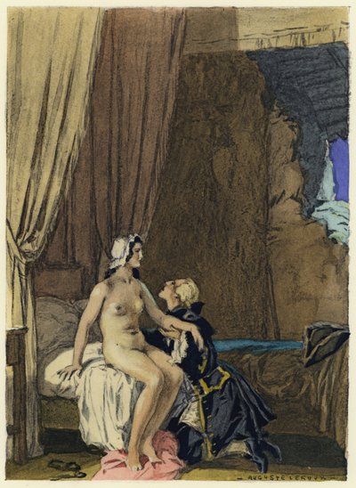 Kuvitus Casanovan muistelmiin (värilitografia) tekijältä Jules Marie Auguste Leroux