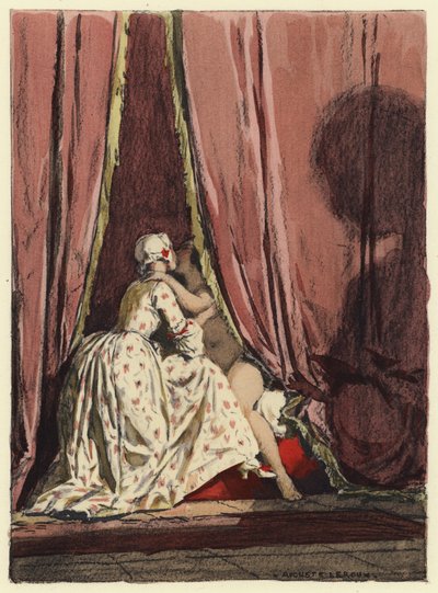 Kuvitus Casanovan muistelmiin (värilitografia) tekijältä Jules Marie Auguste Leroux