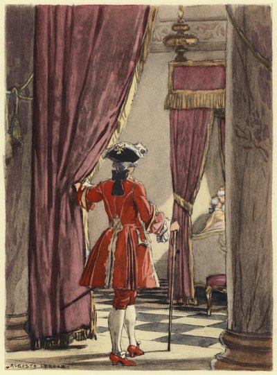Kuvitus Casanovan muistelmiin (värilitografia) tekijältä Jules Marie Auguste Leroux