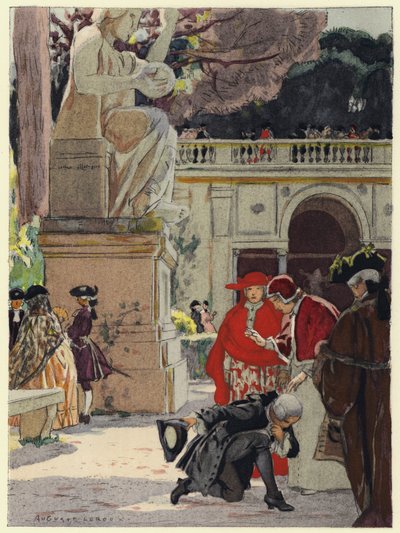 Kuvitus Casanovan muistelmiin (värilitografia) tekijältä Jules Marie Auguste Leroux