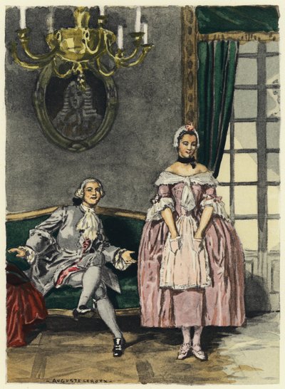 Kuvitus Casanovan muistelmiin (värilitografia) tekijältä Jules Marie Auguste Leroux